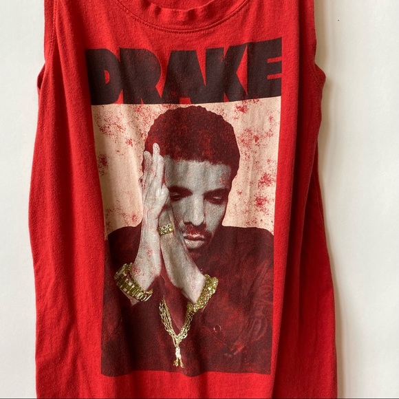 Bravado Sleeveless Tee Tunic Tank Top Drake Graphic Print Red Y2K Women's Small - Picture 2 of 5